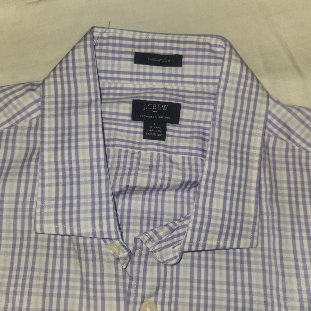 J.Crew Thompson Mens Purple Gingham Premium Cotton Button Down Shirt L 02474